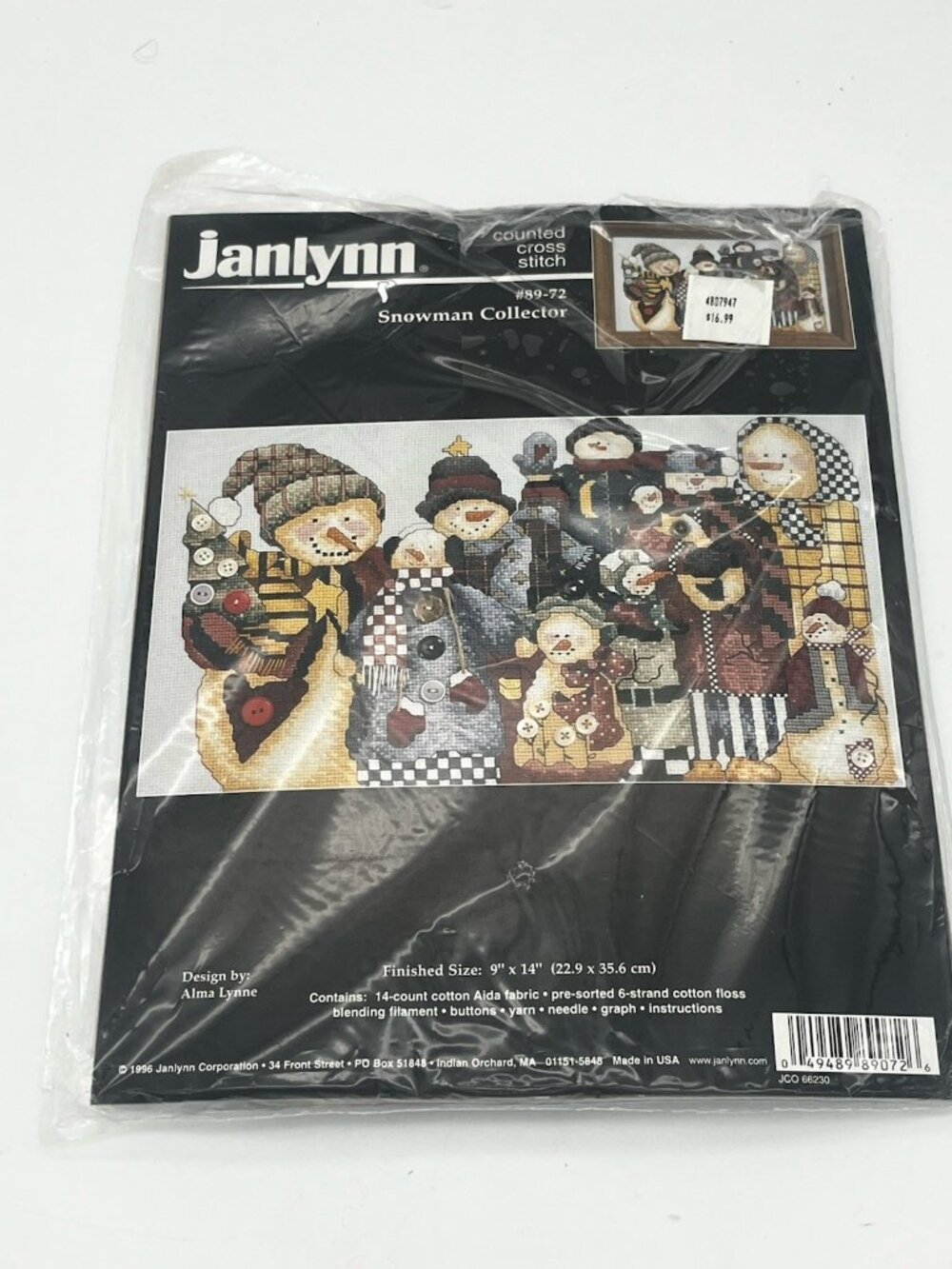 Janlynn Counted Cross Stitch Kit Snowman Collector #89-72 Open Pkg